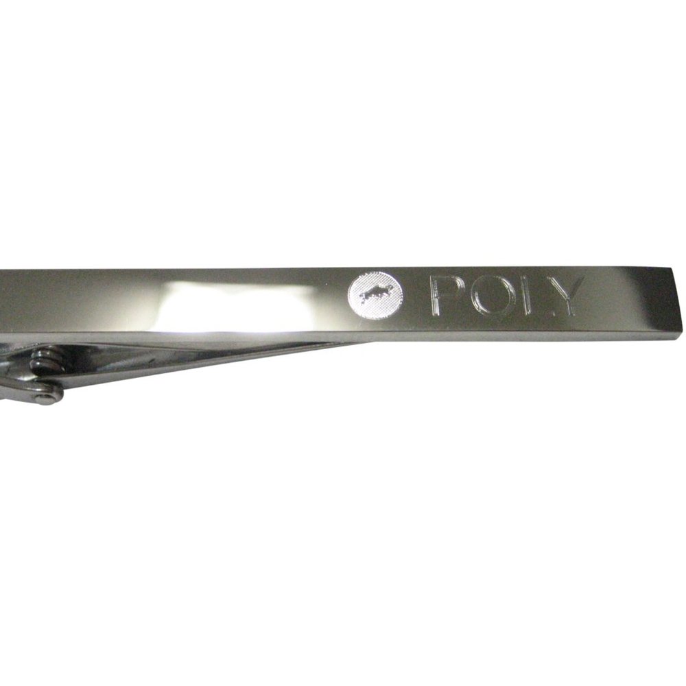 Silver Toned Etched Sleek Polymath Coin Poly Cryptocurrency Blockchain Tie Clip